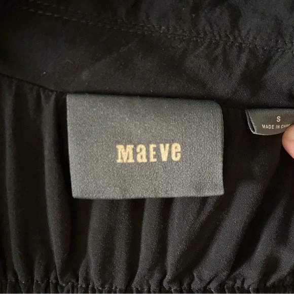 Anthropologie Maeve Carlotta Ruched Shirt Dress Black Sun dress sundress Size S - Picture 4 of 4